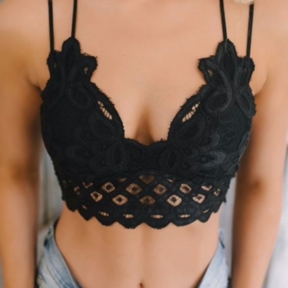 Boho Lace Padded Minimalist Bralette - Picture 12 of 14